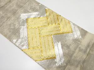 アンティーク　変わり桧垣模様　刺繍　袋帯（材料）